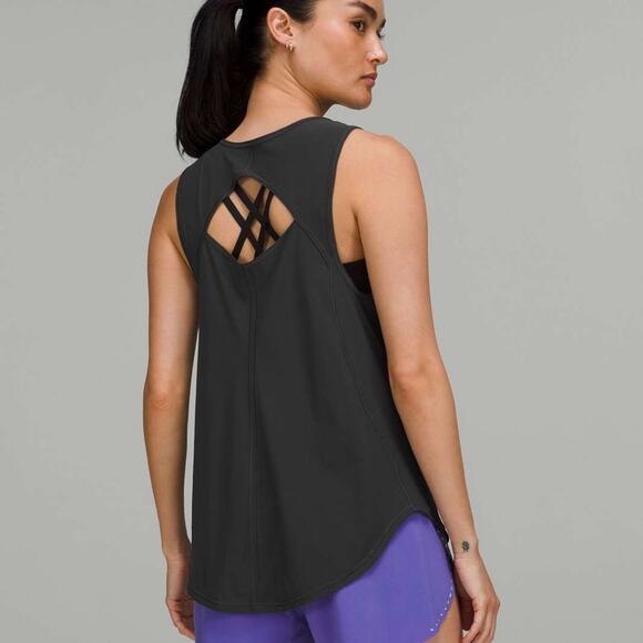 Lululemon Sculpt Tank Top in Graphite Grey stretch cutout reflective athletic - Picture 1 of 9